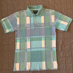 Signature Studio Aqua Plaid Men's Polo - Short Sleeve